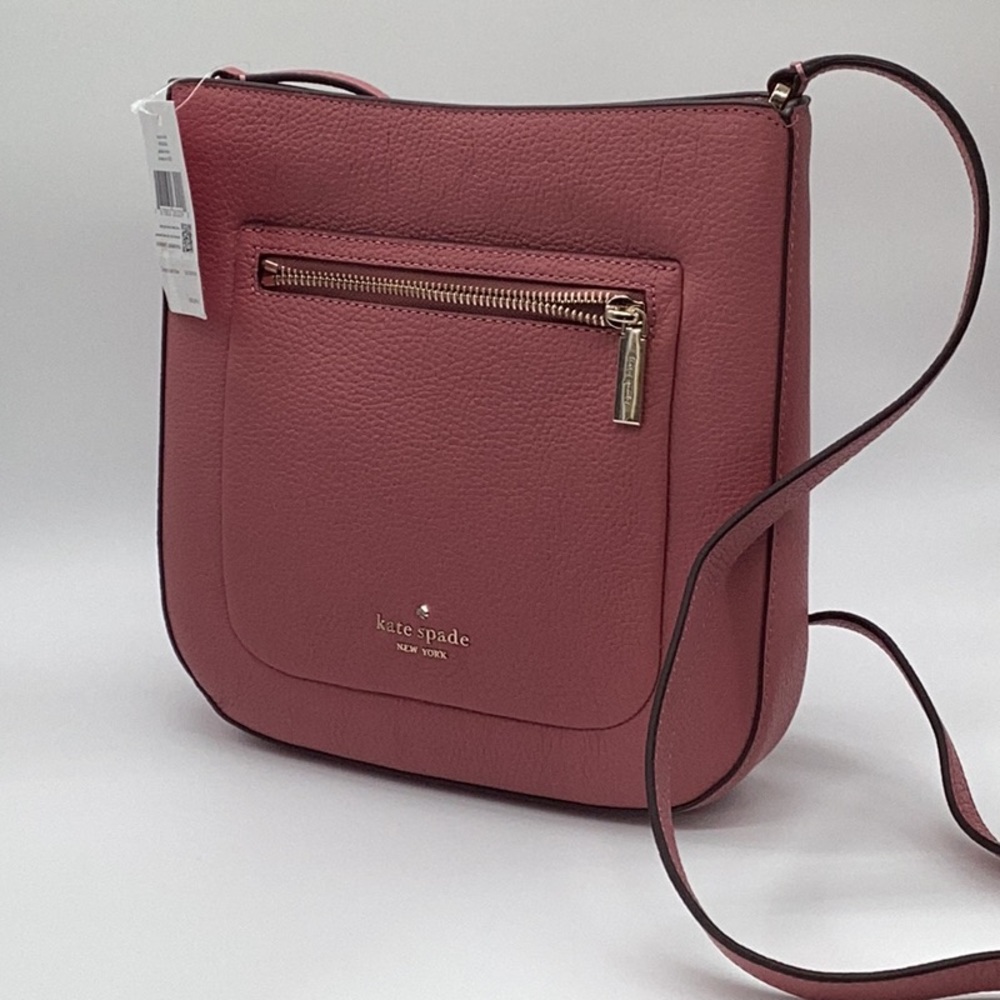 KATE SPADE NEW YORK LEILA POMEGRANATE PEBBLE LEATHER TOP ZIP CROSSBODY